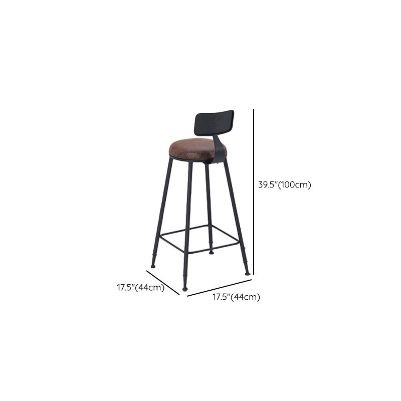 Industrial Low Back Counter & Bar Stool in Black and Brown for Restaurant Clearhalo 'Bar Furniture' 'Bar Stools' 'bar_stools' 'furn' 'furn_bar_stools' 'Furniture' 'Kitchen & Dining Furniture' 1200x1200_5c4aad25-fe70-486f-8c2f-555f849869bf