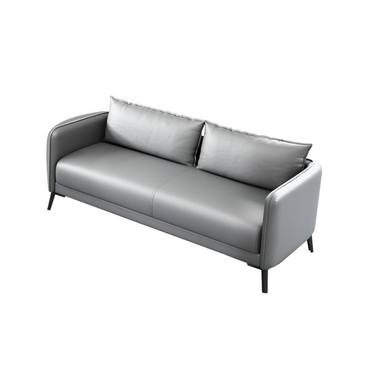 Sofá de almohada de cuero asiento de brazo cuadrado para sala de estar