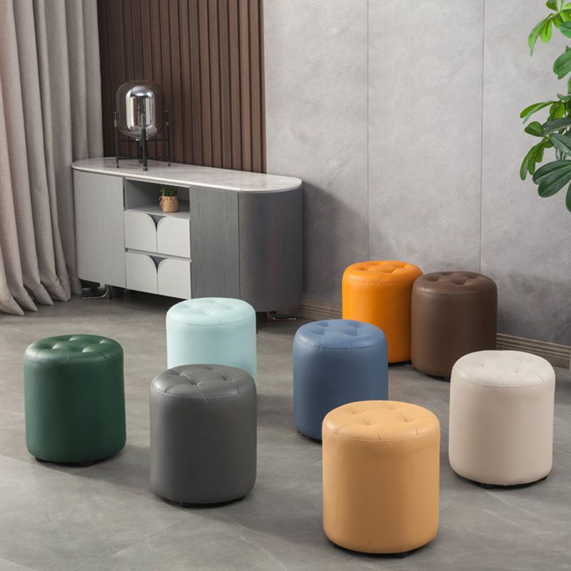 Contemporary Pouf Ottoman Genuine Leather Tufted Upholstered Solid Color Ottoman Clearhalo 'furn' 'furn_ottomans_poufs' 'Furniture' 'Living Room Furniture' 'Ottomans & Poufs' 'ottomans_poufs' 1200x1200_5c4ccb22-80ae-4aa1-a352-1e44299235cc