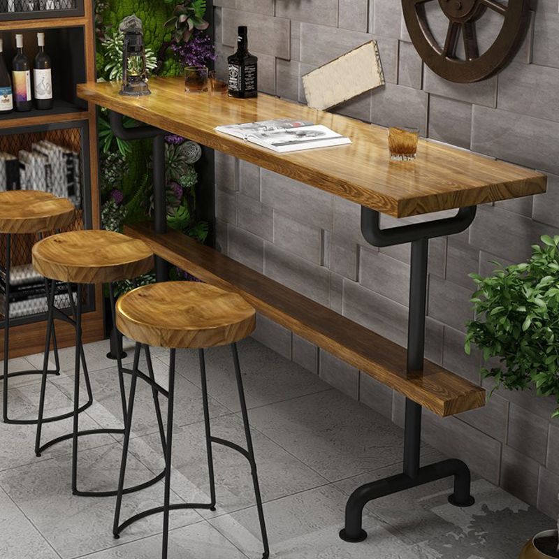 Light Brown Industrial Style Bar Table in Iron and Solid Wood Bar Table Clearhalo 'Bar Furniture' 'Bar Tables' 'bar_tables' 'furn' 'furn_bar_tables' 'Furniture' 'furniture_bar_tables' 'Kitchen & Dining Furniture' 1200x1200_5c4cfe08-0f83-4615-975c-cd6fd0b1feb0