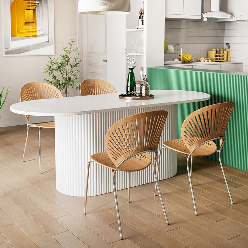 Solid Wood Base Contemporary Oval Indoor Table Pedestal Table for Dining Room Clearhalo 'Dining Tables & Seating' 'Dining Tables' 'dining_table' 'furn' 'furn_dining_table' 'Furniture' 'furniture_dining_table' 'Kitchen & Dining Furniture' 'kitchen' 'kitchen_dining_table' 1200x1200_5c4dae06-de8a-4b2c-a0ba-c1baf3965998