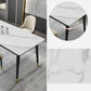 Contemporary Fixed Faux Marble Dining Room Table with 4 Black Metallic Legs Kitchen Dining Set Clearhalo 'Dining Room Sets' 'Dining Tables & Seating' 'dining_room_set' 'furn' 'furn_dining_room_set' 'Furniture' 'furniture_dining_room_set' 'Kitchen & Dining Furniture' 'kitchen&dining_furn' 'kitchen' 1200x1200_5c4e5509-bf2d-4f05-8af4-c927ace9db72