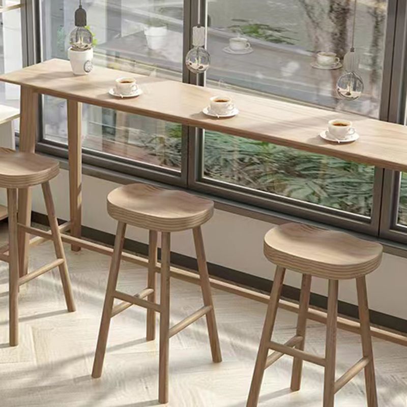 1/4 pièces Table de pub en bois massif rectangle moderne avec tabourets hauts