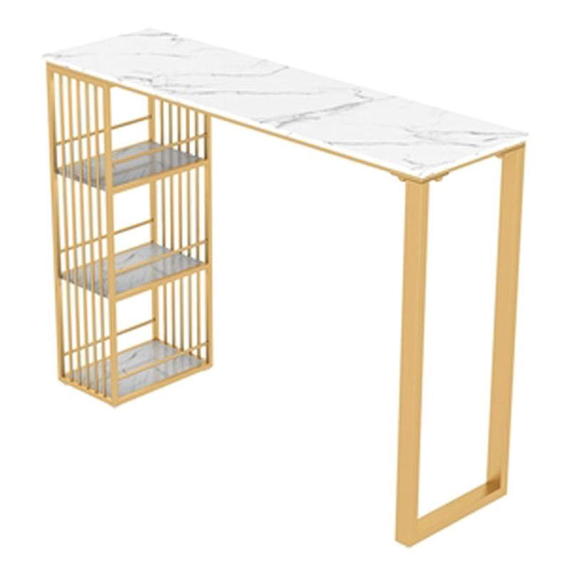 Stone Top Bar Dining Table Traditional Luxury Rectangle Bar Table with Sled Base in Gold Clearhalo 'Bar Furniture' 'Bar Tables' 'bar_tables' 'furn' 'furn_bar_tables' 'Furniture' 'furniture_bar_tables' 'Kitchen & Dining Furniture' 1200x1200_5c4f0442-aaba-41be-ac8d-c2ecd7170ad5