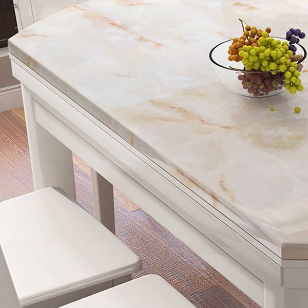 Faux Marble Top 7 Piece Dining Room Chair and Table Set in White Clearhalo 'Dining Room Sets' 'Dining Tables & Seating' 'dining_room_set' 'furn' 'furn_dining_room_set' 'Furniture' 'Kitchen & Dining Furniture' 1200x1200_5c4f21fb-f918-4d26-829f-1c79d78ae7fa