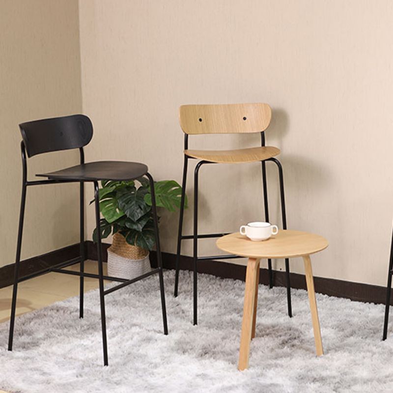 Industrial Iron Simple Barstool Restaurant Tall Stool with Wood Seat, 1 Piece Clearhalo 'Bar Furniture' 'Bar Stools' 'bar_stools' 'furn' 'furn_bar_stools' 'furniture_bar_stools' 'Kitchen & Dining Furniture' 'kitchen&dining_furn' 'kitchen' 'kitchen_furn' Furniture' 1200x1200_5c5040a0-97b3-4c3a-9834-2098e1a5a7b6