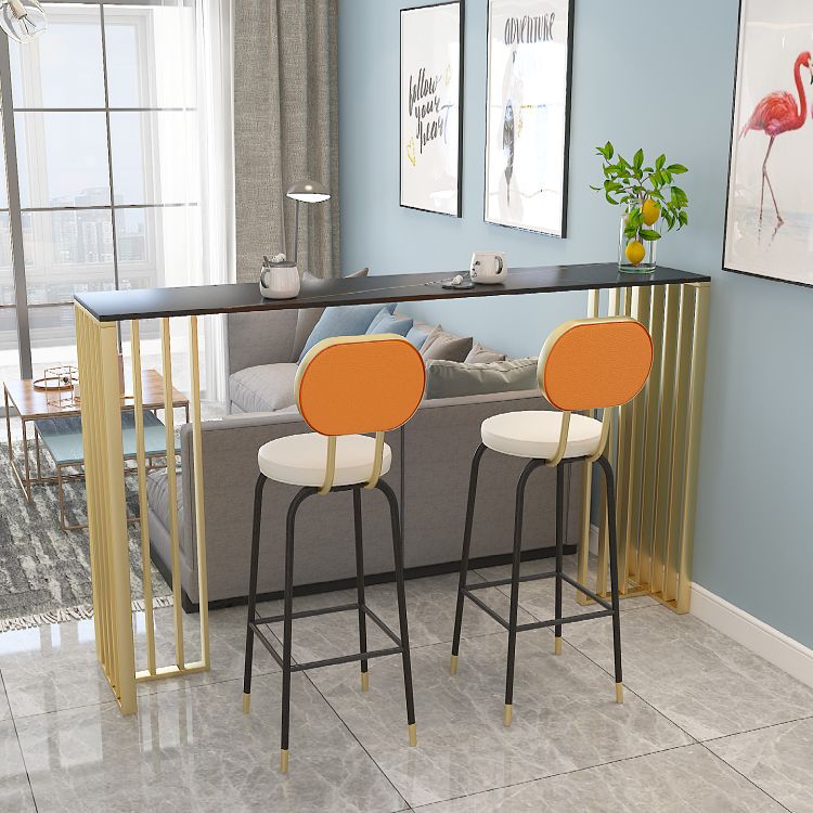 Modern Iron Bar Dining Table with Stone Top Rectangle Indoor Bistro Table Clearhalo 'Bar Furniture' 'Bar Tables' 'bar_tables' 'furn' 'furn_bar_tables' 'Furniture' 'furniture_bar_tables' 'Kitchen & Dining Furniture' 1200x1200_5c526ab6-09e9-476d-8731-e9b01139b37c