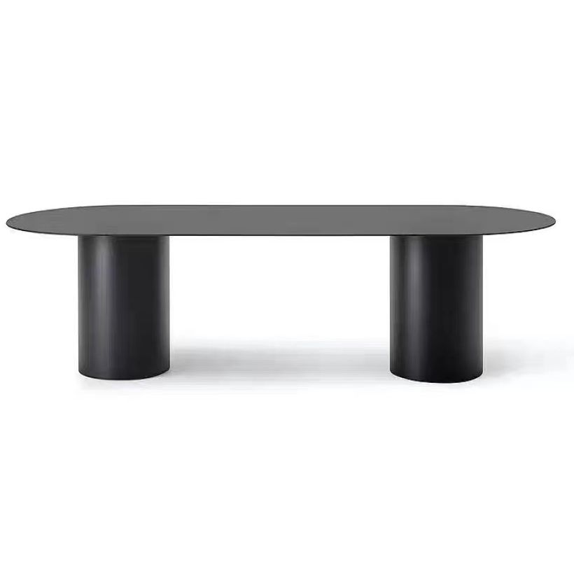 Contemporary Wood Top Oval Dinette Table Metal Base Dining Table for Living Room Clearhalo 'Dining Tables & Seating' 'Dining Tables' 'dining_table' 'furn' 'furn_dining_table' 'Furniture' 'furniture_dining_table' 'Kitchen & Dining Furniture' 'kitchen' 'kitchen_dining_table' 1200x1200_5c540689-337f-49ca-8f7e-9a48aa25619e