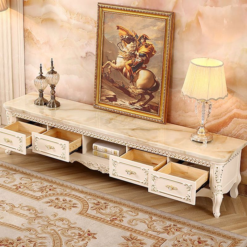 Glam Solid Wood TV Media Stand 4-lader TV Stand Console met plank