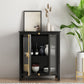 Glam Black Sideboard Clear Doors Glasser Server per soggiorno per soggiorno