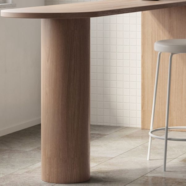 Tavolo da bar in stile contemporaneo da bar in legno massiccio con doppio piedistallo