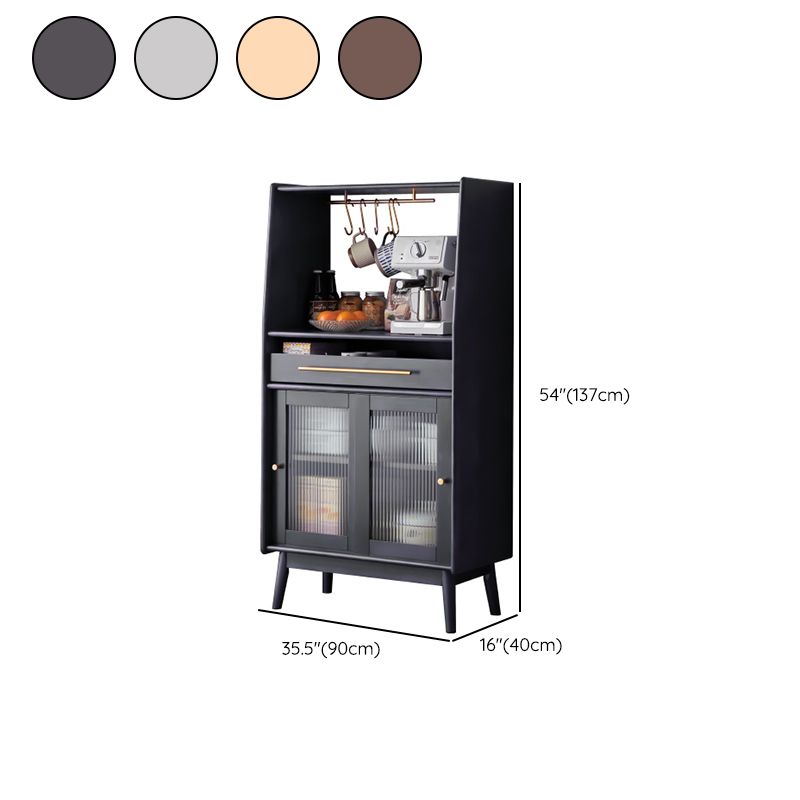 モダンスタイルのソリッドウッド収納サイドボードキャビネットダイニングルーム用のガラスドア付き