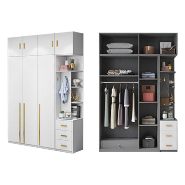 Witte kleur houten garderobe zachte close deur garderobe kast met kledingstaaf