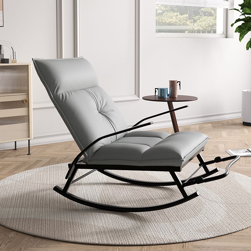 Faux Leather and Metal Rocking Chair Ergonomic with Seat Cushion Rocker ...