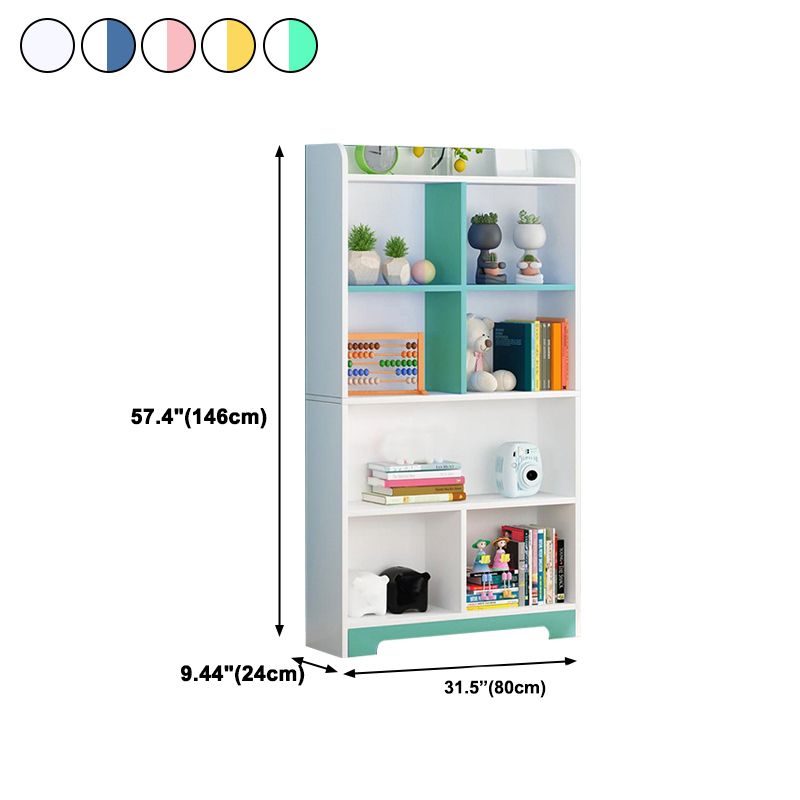 Vertical Wooden Bookcase White Closed Storage Bookshelf for Home Office