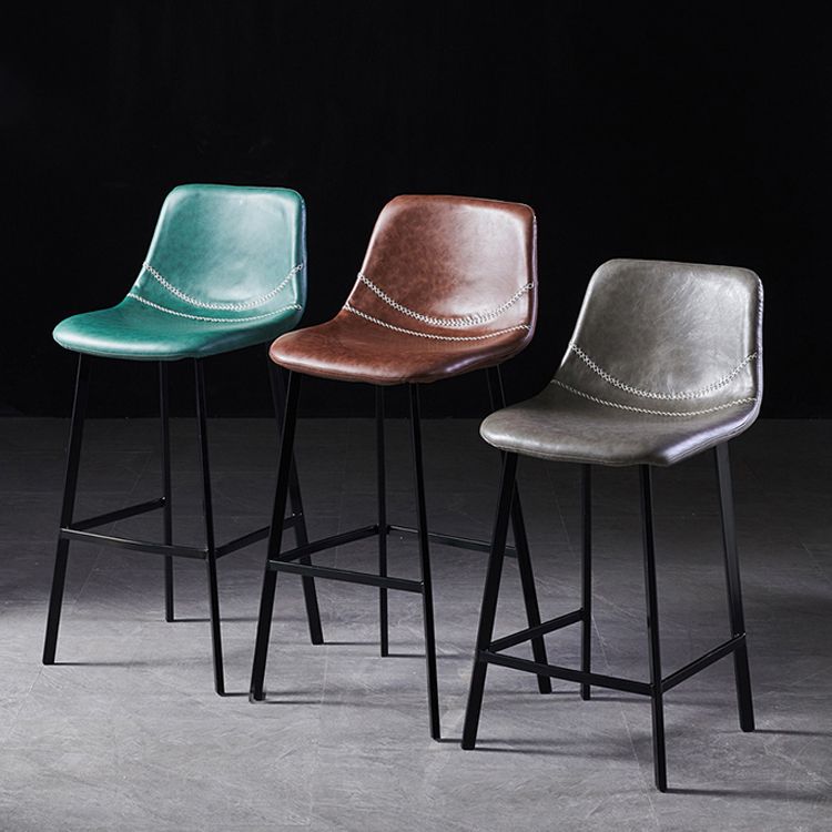 Scandinavian Leather Restaurant Stool Matte Finish Footrest Barstool Clearhalo 'Bar Furniture' 'Bar Stools' 'bar_stools' 'furn' 'furn_bar_stools' 'Furniture' 'furniture_bar_stools' 'Kitchen & Dining Furniture' 1200x1200_5c5c458f-acd9-48e4-bdcc-6b6405474c8c