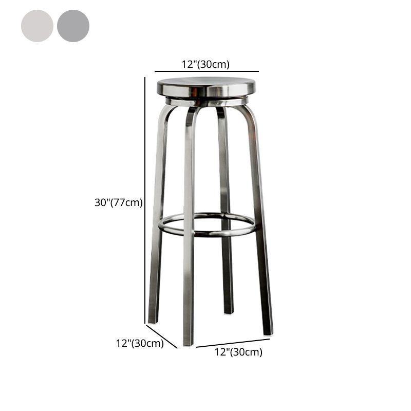 Stainless Steel Backless Glossy Barstool Nordic Brushed Tall Stool, 1 Piece Clearhalo 'Bar Furniture' 'Bar Stools' 'bar_stools' 'furn' 'furn_bar_stools' 'furniture_bar_stools' 'Kitchen & Dining Furniture' 'kitchen&dining_furn' 'kitchen' 'kitchen_furn' Furniture' 1200x1200_5c5cc890-e5fd-4dca-bc4e-3641daa02948