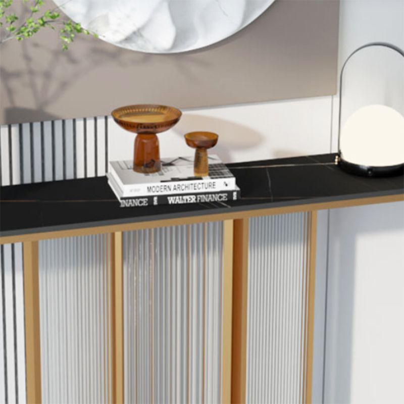 Glam Rectangle Shape Console Sofa Table with Stone Top for Hall