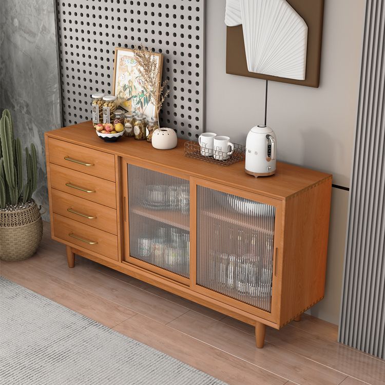 Two Doors Four Drawers Sideboard Brown 32-inch Height Buffet Table for Living Room Clearhalo 'buffet_sideboard' 'Buffets & Sideboards' 'furn' 'furn_buffet_sideboard' 'Furniture' 'Kitchen & Dining Furniture' 1200x1200_5c5e704d-6a64-4546-ad83-1601901c023e
