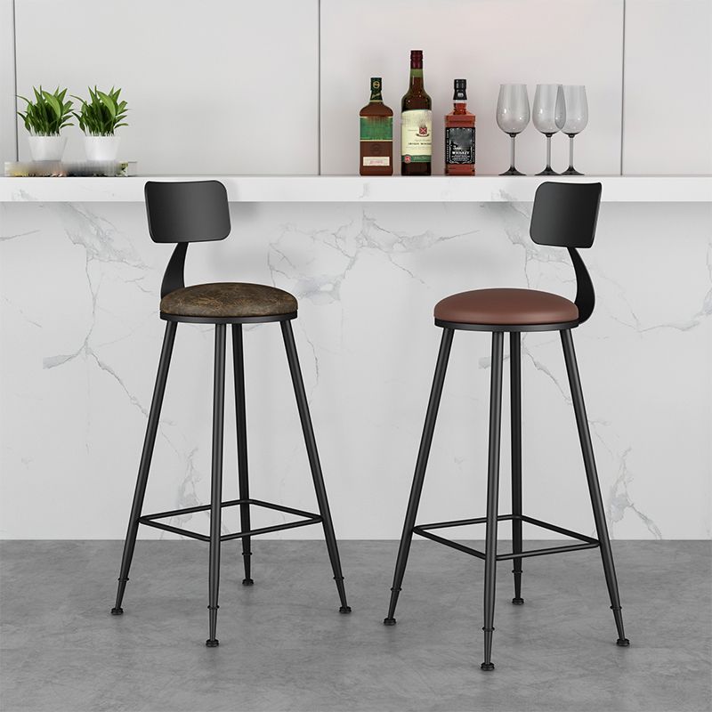 Modern Backrest Counter Stool Iron Bar Stool with Leather Cushion and Pedal for Cafe Clearhalo 'Bar Furniture' 'Bar Stools' 'bar_stools' 'furn' 'furn_bar_stools' 'Furniture' 'Kitchen & Dining Furniture' 1200x1200_5c5ffa9a-aaf9-4637-b3ee-05330f87d480