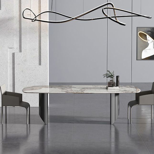 Glamourösster Set mit Lederstühlen 1/2/3 Stücke glänzender weißer Esstisch Set