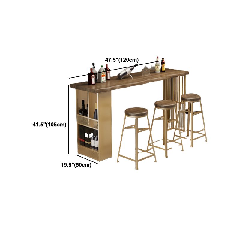 Industrial Rectangular Bar Table Solid Wood Bistro Table with Double Pedestal Clearhalo 'Bar Furniture' 'Bar Tables' 'bar_tables' 'furn' 'furn_bar_tables' 'Furniture' 'Kitchen & Dining Furniture' 1200x1200_5c61b1eb-0d92-4dc4-8615-373fe30874ea