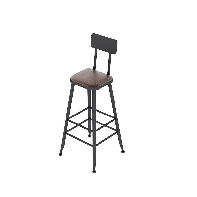 Industrial Leather Bar and Counter Stool Footrest Low Back Counter Stool for Bar