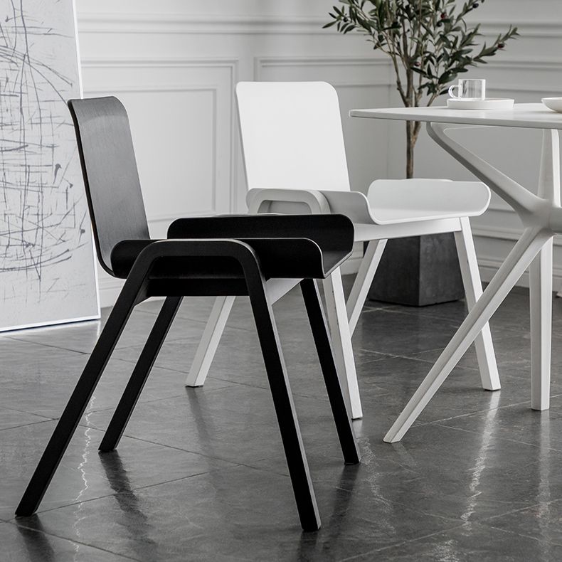 Contemporary Dining Plastic Chairs Armless Chair with Wood Legs for Home