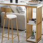 Glam Rectangle Faux Marble Bistro Table Iron Double Pedestal Bar Dining Table with 2-Shelf Clearhalo 'Bar Furniture' 'Bar Tables' 'bar_tables' 'furn' 'furn_bar_tables' 'Furniture' 'furniture_bar_tables' 'Kitchen & Dining Furniture' 1200x1200_5c6775ab-aeaf-4262-b853-d870407f63a7