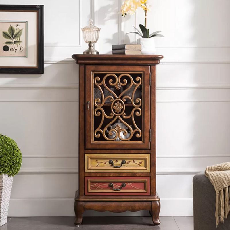 Door Cabinet Mid Century Distressed Solid Wood Storage Cabinet with Drawers Clearhalo 'Cabinets & Chests' 'cabinets_chests' 'furn' 'furn_cabinets_chests' 'Furniture' 'Living Room Furniture' 1200x1200_5c6a6098-3540-4539-9339-3f637a2145b6