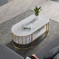 Glam Style Oval Coffee Table with Marble Top and 1 Shelf in White Clearhalo 'Coffee & Accent Tables' 'Coffee Tables' 'coffee_tables' 'furn' 'furn_coffee_tables' 'Furniture' 'Living Room Furniture' 1200x1200_5c6be102-d65a-4745-8e27-7c1618519685