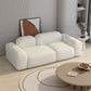 Modern Style Blocks Sofa White Wool Square Arm Seating - 25.6" H
