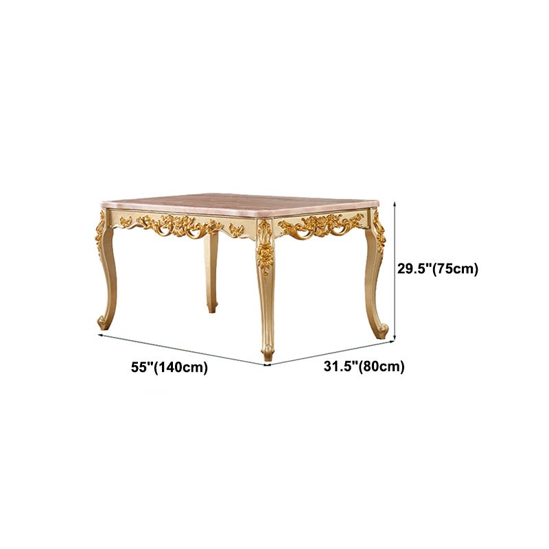 Solid Wood Victorian Rectangular Dining Table Marble Top Table with 4 Legs Clearhalo 'Dining Tables & Seating' 'Dining Tables' 'dining_table' 'furn' 'furn_dining_table' 'Furniture' 'Kitchen & Dining Furniture' 1200x1200_5c6c191a-6a9e-4fb5-b28a-7244e0b79f45