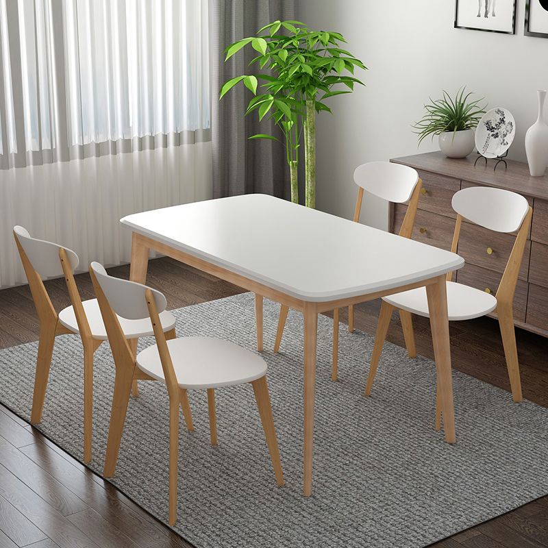 Minimalist White Rectangle Shape Dining Set Solid Wood Standard Dining Set with 4 Legs Base Clearhalo 'Dining Room Sets' 'Dining Tables & Seating' 'dining_room_set' 'furn' 'furn_dining_room_set' 'Furniture' 'furniture_dining_room_set' 'Kitchen & Dining Furniture' 'kitchen&dining_furn' 'kitchen' 1200x1200_5c6dd183-2097-469a-8494-ad4e76c83309