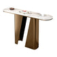 Modern Half Moon Console Table Stone Console Sofa Table in Gold/Black
