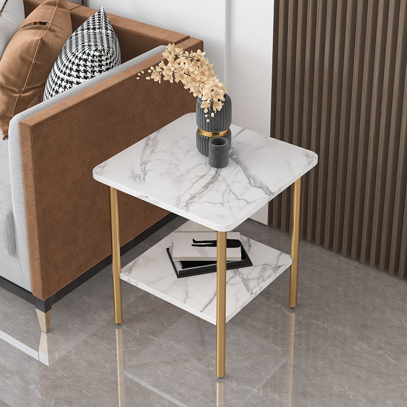 Tavolo da parte superiore in ardesia quadrata contemporanea Metal 4 gambe laterale