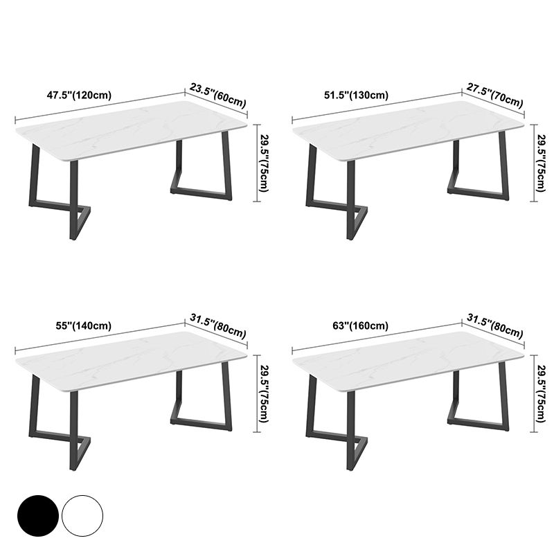 Modern Rectangle Dining Table Sintered Stone Dining Table with Double Pedestal Clearhalo ' dining_table' 'Dining Tables & Seating' 'Dining Tables' 'furn' 'furn_dining_table' 'Furniture' 'furniture_dining_table' 'Kitchen & Dining Furniture' 'kitchen&dining_furn' 'kitchen' 'kitchen_dining_table' 1200x1200_5c6e3582-6bff-4db7-a55a-877103ebd7e8