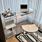 Bureau de bureau en verre moderne de 31,5 pouces de haut avec des jambes en acier inoxydable