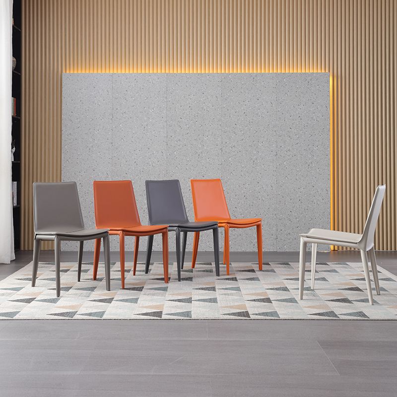 Contemporary Indoor Side Chair Solid Back Metal Upholstered Dining Room Chair Clearhalo ' kitchen&dining_furn' 'Dining Chairs' 'Dining Tables & Seating' 'dining_chair' 'furn' 'furn_dining_chair' 'Furniture' 'furniture_dining_chair' 'Kitchen & Dining Furniture' 'kitchen' 1200x1200_5c7065c1-ba58-4ec8-bbef-226653705e73