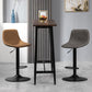 Scandinavische metalen barkrukkenleer Leer Low Back Teller Stool