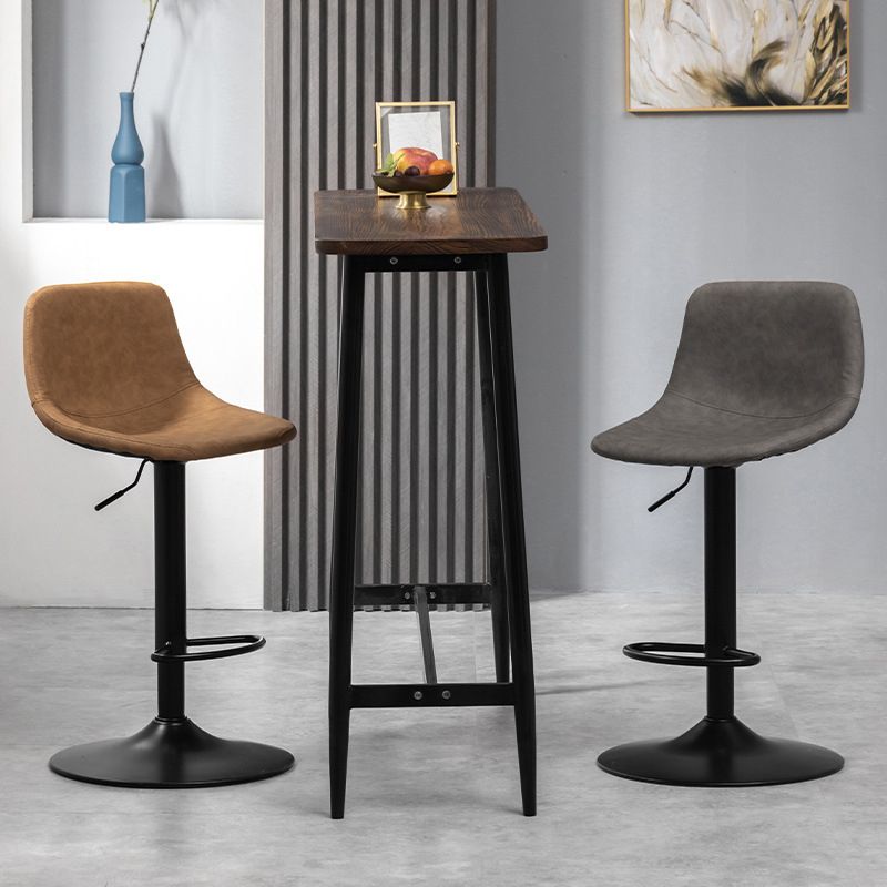 Scandinavische metalen barkrukkenleer Leer Low Back Teller Stool