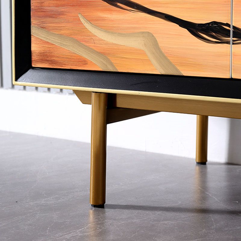 Gabinetes de Glamam Buffet Stand Oak Acabado de acabado con puertas