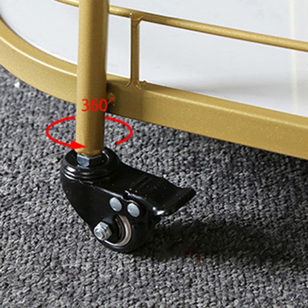 Modern 26.38"W Rolling Prep Table Oval Metal Prep Table for Home Use