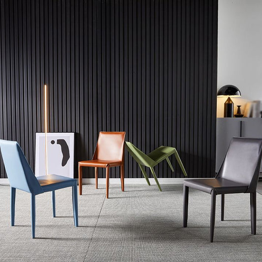 Designer Style Restaurant Saddle Leather Side Chair Matte Finish Parsons Dining Chair Clearhalo ' kitchen&dining_furn' 'Dining Chairs' 'Dining Tables & Seating' 'dining_chair' 'furn' 'furn_dining_chair' 'Furniture' 'furniture_dining_chair' 'Kitchen & Dining Furniture' 'kitchen' 1200x1200_5c7649d5-8d0c-4eee-a9b9-4272315e7190