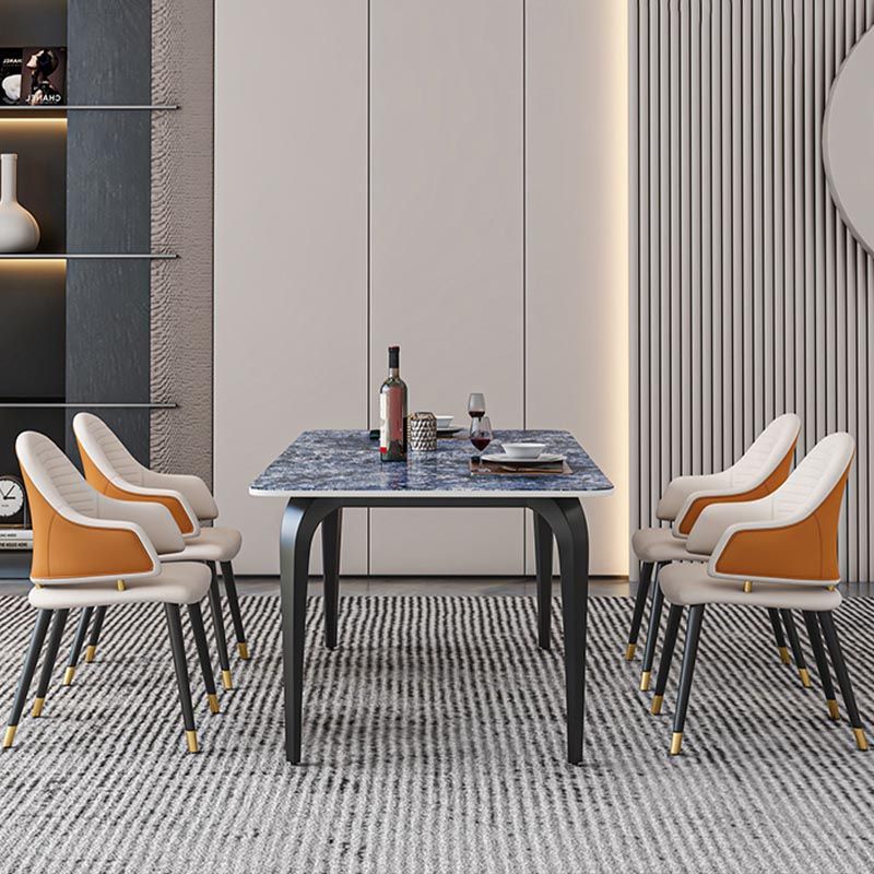 Black Iron 4 Legs Dining Site Table Industrial Stone Top Rectangle Dining Table Clearhalo 'Dining Tables & Seating' 'Dining Tables' 'dining_table' 'furn' 'furn_dining_table' 'Furniture' 'furniture_dining_table' 'Kitchen & Dining Furniture' 1200x1200_5c766e42-2d1a-406d-aa66-47182cd706ad
