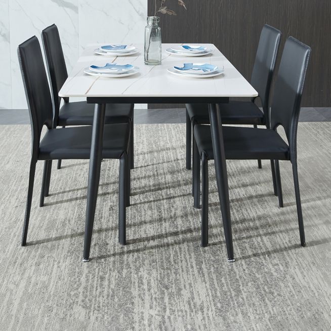 Rectangle Sintered Stone Dining Table Industrial Style 4 Legs Table for Home Clearhalo ' dining_table' 'Dining Tables & Seating' 'Dining Tables' 'furn' 'furn_dining_table' 'Furniture' 'furniture_dining_table' 'Kitchen & Dining Furniture' 'kitchen&dining_furn' 'kitchen' 'kitchen_dining_table' 1200x1200_5c76795d-568d-484e-8565-bb3c247f5b45