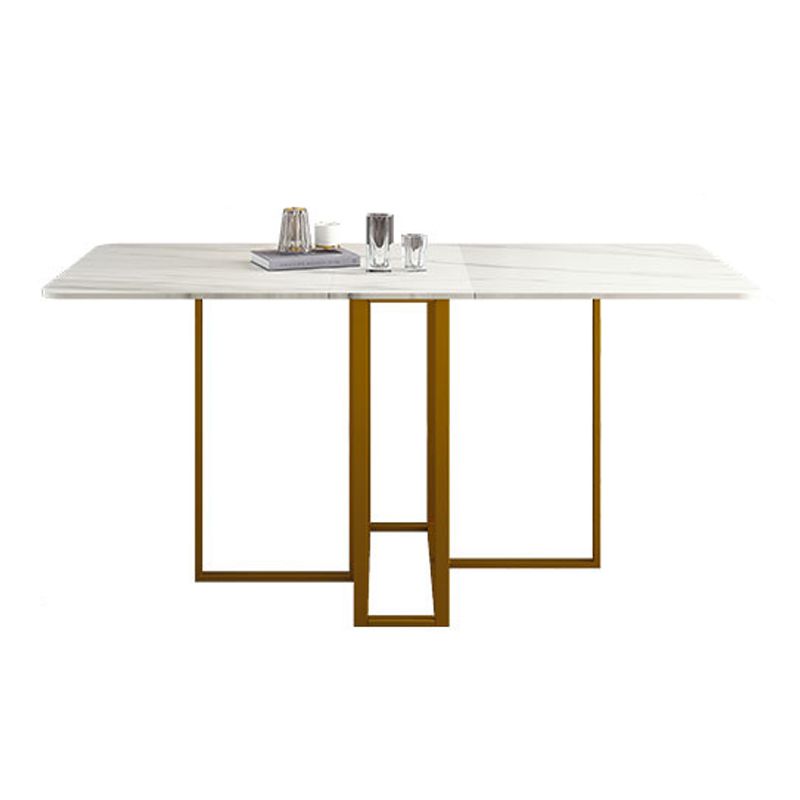 Contemporary Rectangle Dining Room Table Sintered Stone Drop-Leaf Table,59"L x 28.7"H Clearhalo ' dining_table' 'Dining Tables & Seating' 'Dining Tables' 'furn' 'furn_dining_table' 'Furniture' 'furniture_dining_table' 'Kitchen & Dining Furniture' 'kitchen&dining_furn' 'kitchen' 'kitchen_dining_table' 1200x1200_5c77b2e7-79d0-4a50-90f4-a95abb4727e9