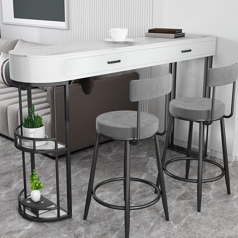 Living Room Double Pedestal Pub Table Contemporary Stone Bistro Bar Table Clearhalo 'Bar Furniture' 'Bar Tables' 'bar_tables' 'furn' 'furn_bar_tables' 'Furniture' 'Kitchen & Dining Furniture' 1200x1200_5c78053f-ea48-4b87-954e-b58ae5f2e333