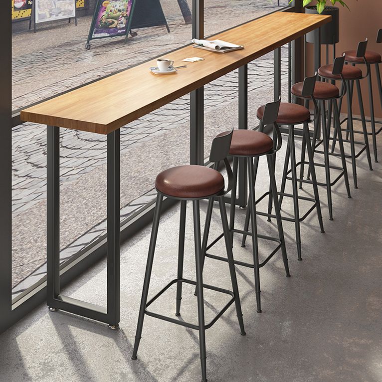 Light Brown Modern Style Bar Table Rectangular Wood Bar Bar with Metal Base, Only Table Clearhalo 'Bar Furniture' 'Bar Tables' 'bar_tables' 'furn' 'furn_bar_tables' 'Furniture' 'furniture_bar_tables' 'Kitchen & Dining Furniture' 1200x1200_5c79ce31-4037-40c5-92ae-3ed2feb82fd6