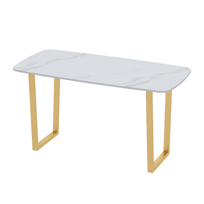 Industrial Style Dining Table Sintered Stone Sled Dining Table with Gold Frame Clearhalo 'Dining Tables & Seating' 'Dining Tables' 'dining_table' 'furn' 'furn_dining_table' 'Furniture' 'furniture_dining_table' 'Kitchen & Dining Furniture' 'kitchen' 'kitchen_dining_table' 1200x1200_5c7a07e4-575f-437f-896b-a8879596ad1e
